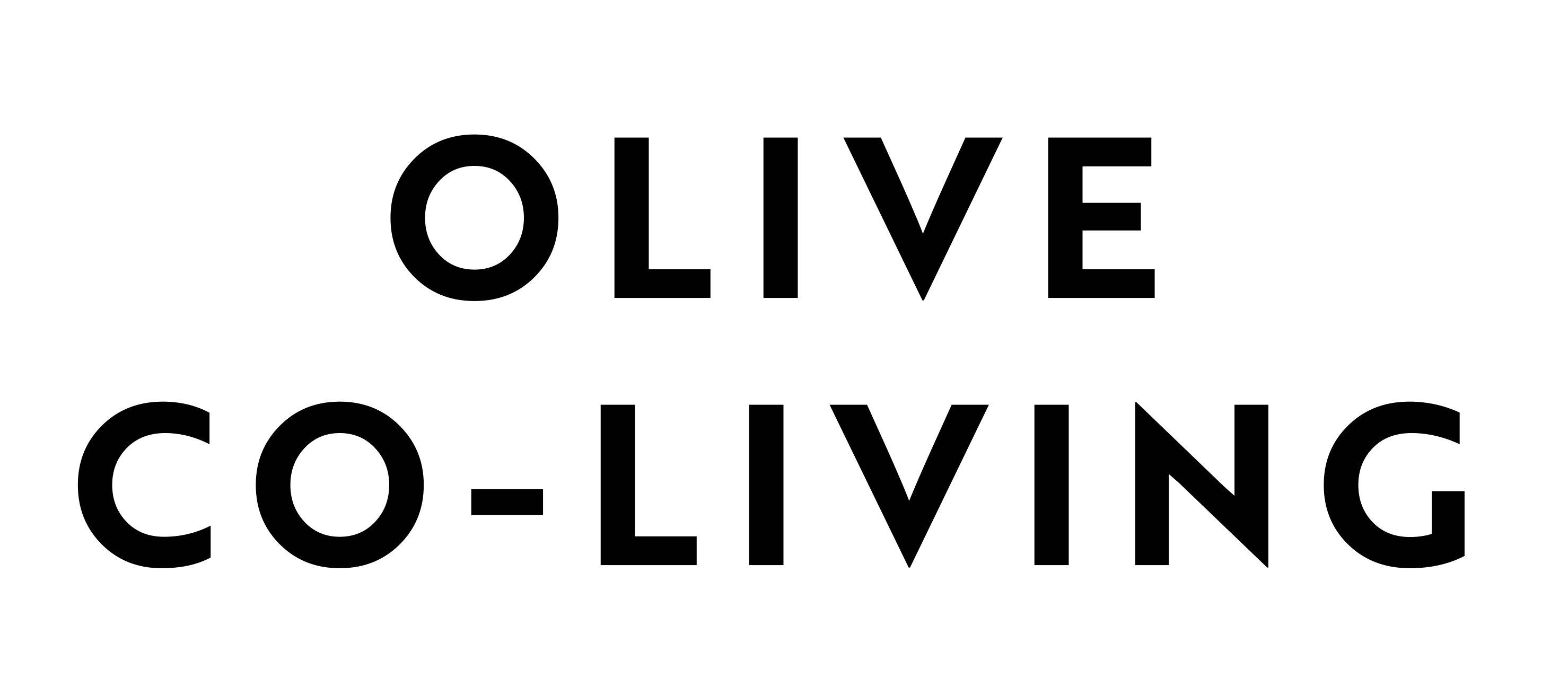 The image displays the words "OLIVE CO-LIVING" in large, bold letters.